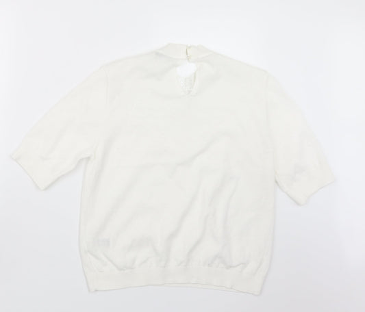 Marks and Spencer Womens White Knit Pullover Jumper Size 14