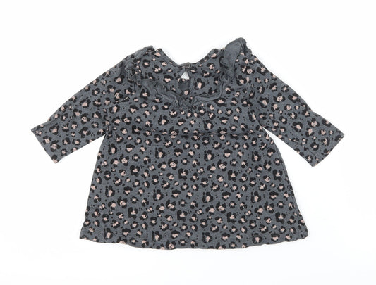 George Girls Grey Animal Print Jacquard T-Shirt Dress Size 3-6 Months
