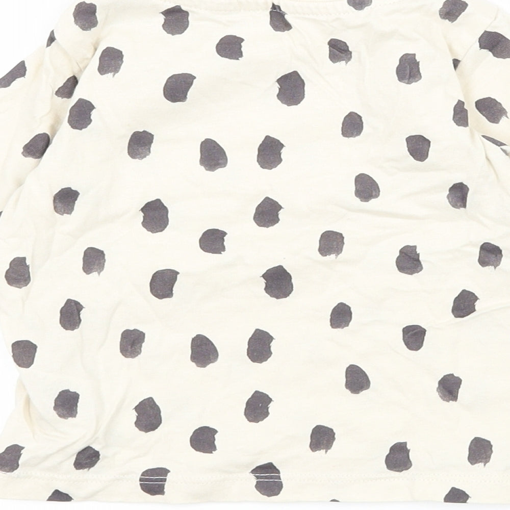 Brand and care label for Marks & Spencer Baby Beige Polka Dot Jersey Basic T-Shirt, size 3-6, Months
