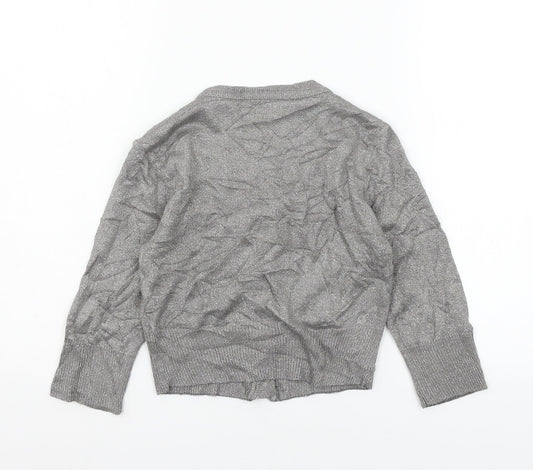 Marks and Spencer Girls Grey Knit Cardigan Jumper Size 11-12 Years