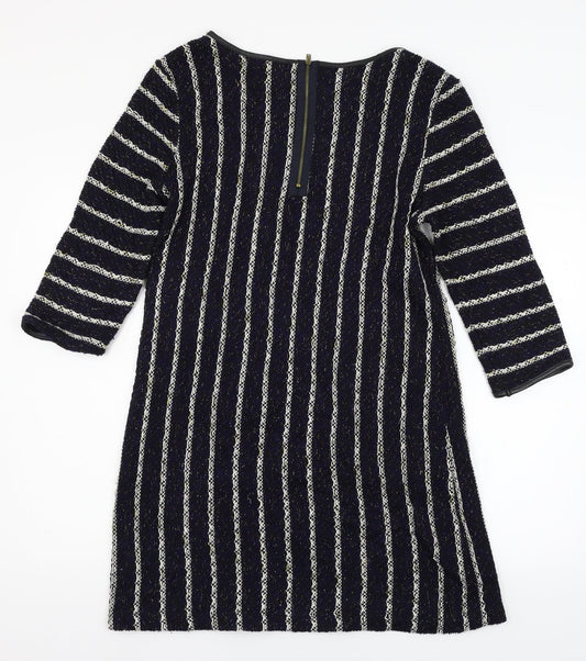 Full Circle Womens Blue Striped Knit Shift Size L