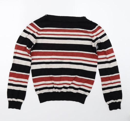 Debenhams Womens Black Striped Pullover Jumper Size 12
