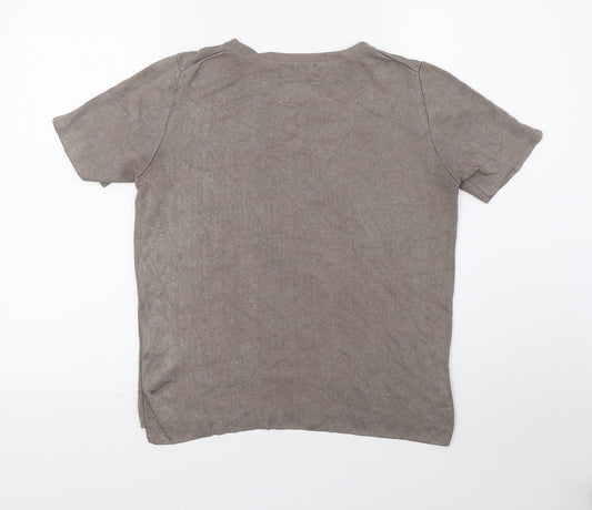 Zata Womens Grey Basic T-Shirt Size M