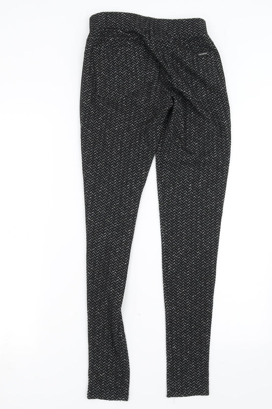 Pologarage Womens Black Herringbone Trousers Size 26 in L29 in