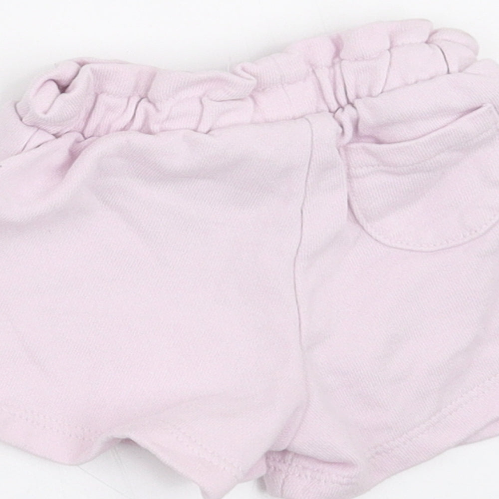 Brand and care label for Zara girls’ pink cropped trousers, size 3-6, months - shorts