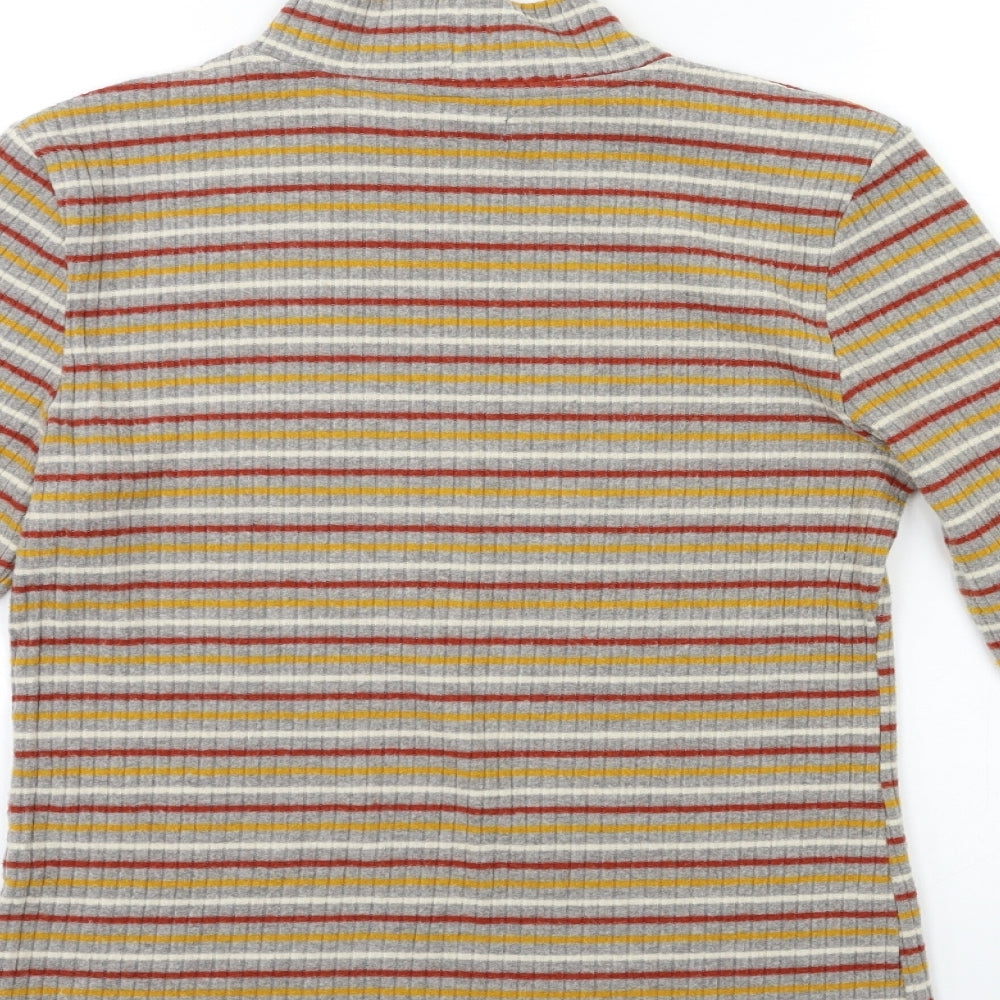 Brand and care label for Papaya women’s grey striped jumper, size UK 14