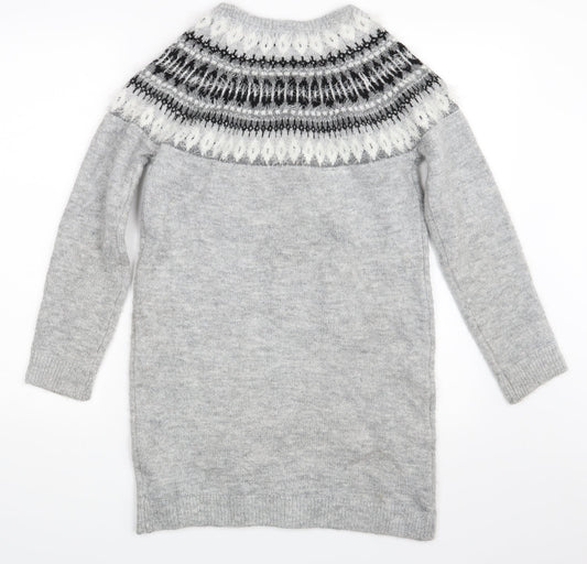 George Girls Grey Gingham Pullover Jumper Size 12-13 Years