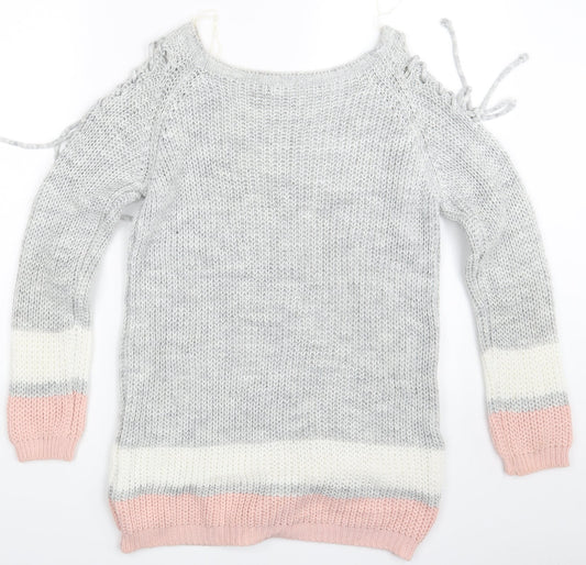 Quiz Womens Multicoloured Striped Pullover Jumper Size L
