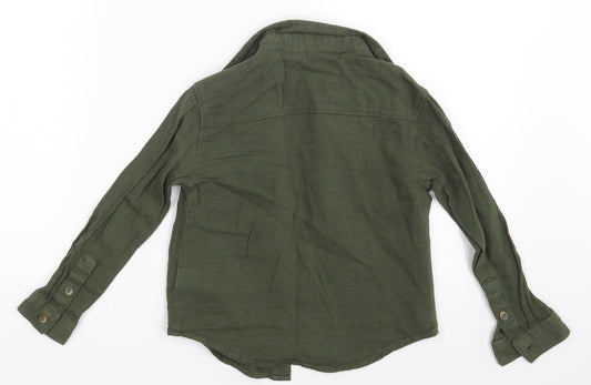 M&S Boys Brown Basic Button-Up Size 5-6 Years