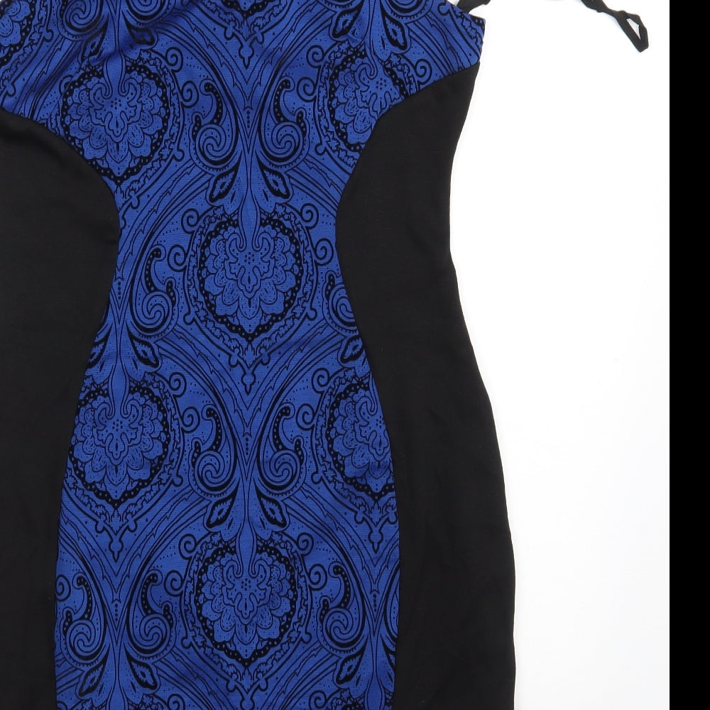 Preworn Womens Blue Paisley Pencil Dress Size L