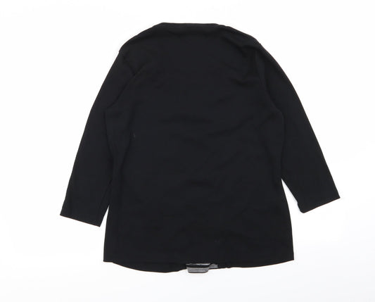 BM Womens Black Striped Cardigan Jumper Size M - top/cardigan