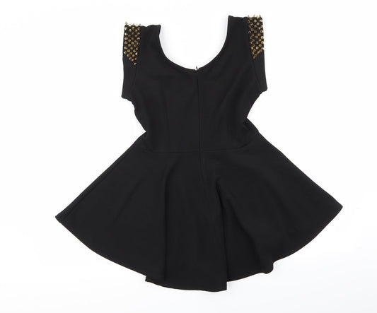 parsian Womens Black Geometric Basic Tank Size 10