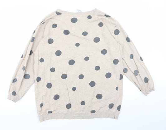 H&M Womens Beige Polka Dot Pullover Jumper Size M