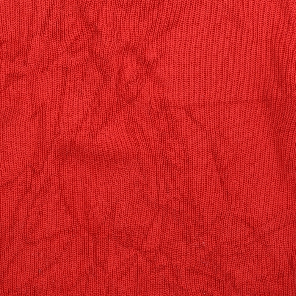 Marks and Spencer Womens Red Striped Knit Pullover Jumper Size M - Oversized