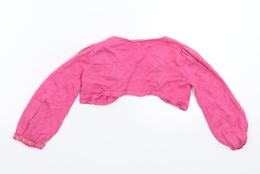 Monsoon Girls Pink Knit Cardigan Jumper Size 3-4 Years - Cropped