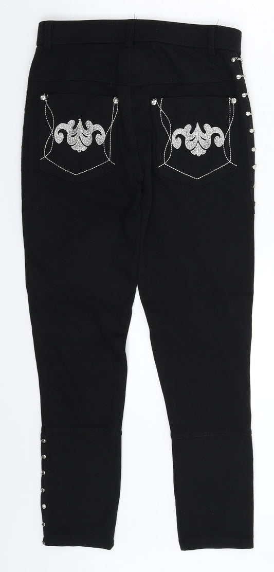 Stacey B Womens Black Cropped Leggings Size 6 L24 in