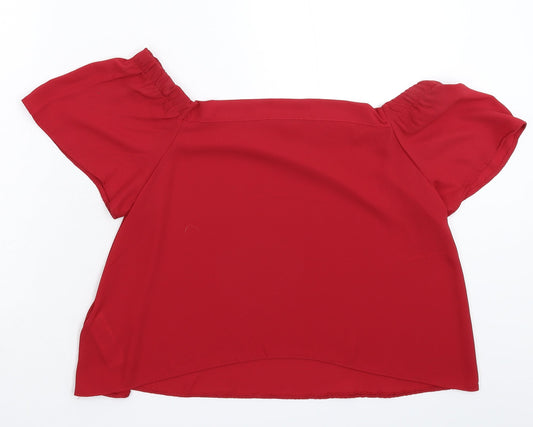 New Look Womens Red Satin Basic Blouse Size 10