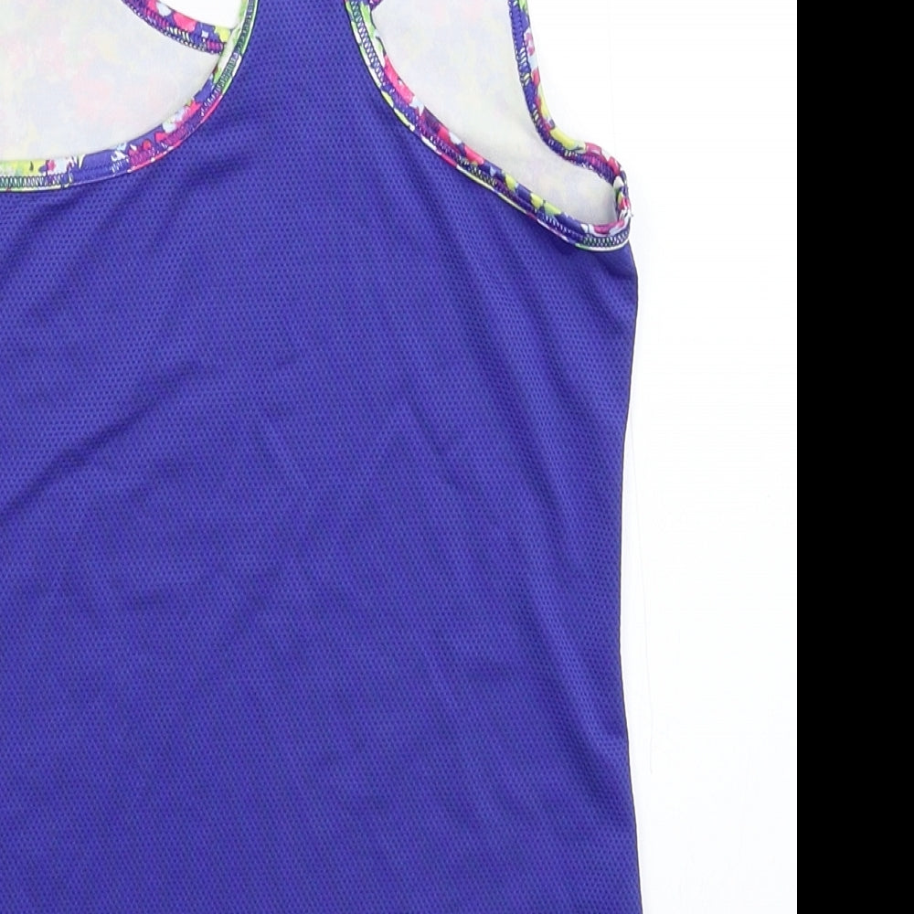 Brand and care label for 90 Degree girls’ multicoloured floral basic tank, size 7-8, years