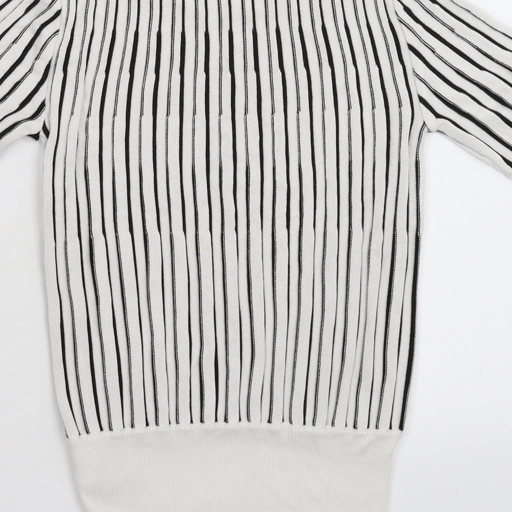 Marks and Spencer Womens White Striped Knit Pullover Jumper Size 6