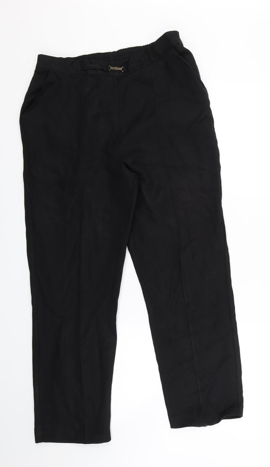 Papaya Womens Black Herringbone Trousers Size 10 L25 in