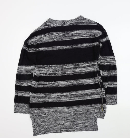 Papaya Womens Black Striped Pullover Jumper Size M