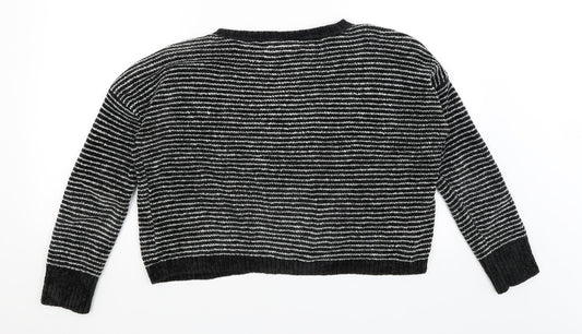 Romeo & Juliet Couture Womens Black Striped Pullover Jumper Size S