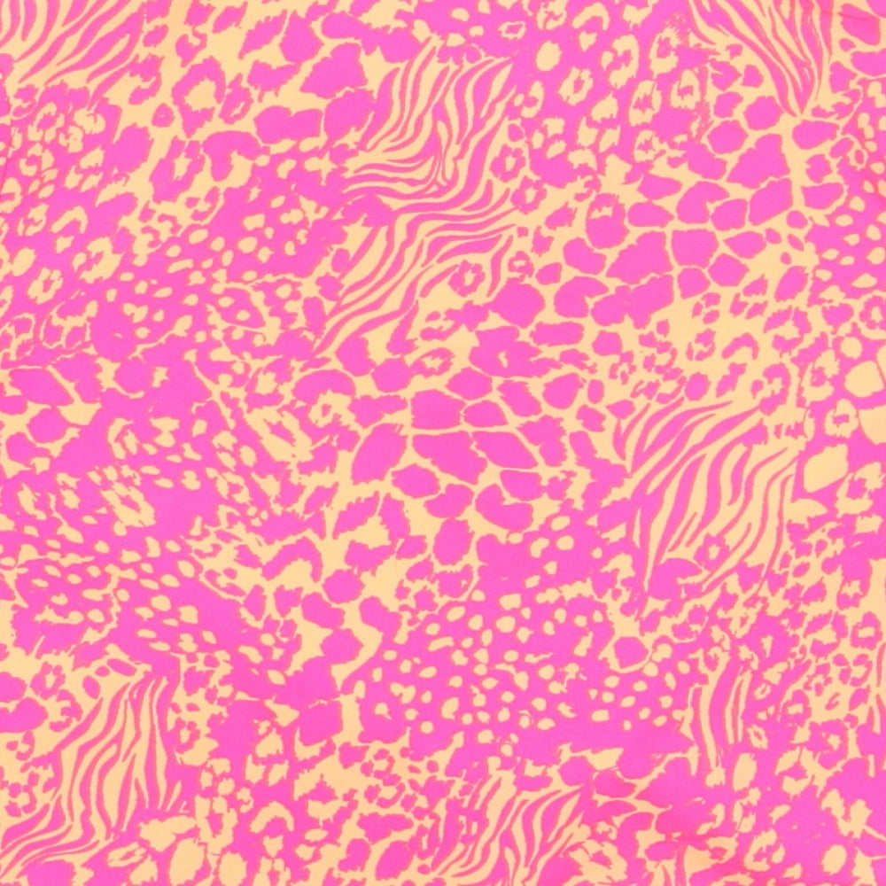Brand and care label for Blue Zoo girls’ orange animal print cropped button-up, size 11, years