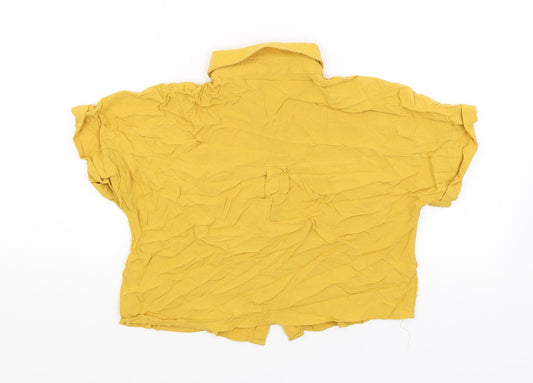New Look Girls Yellow Cropped Button-Up Size 12 Years