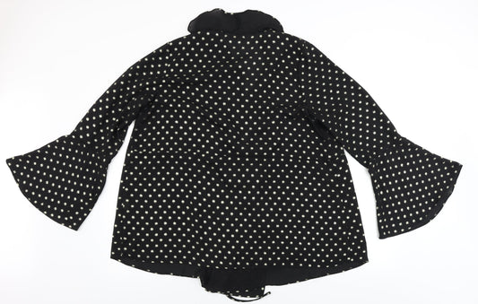 glamarous Womens Black Polka Dot Basic Blouse Size 14