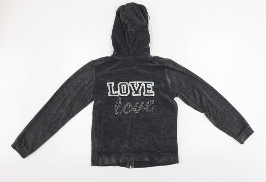George Girls Grey Full Zip Hoodie Size 13-14 Years