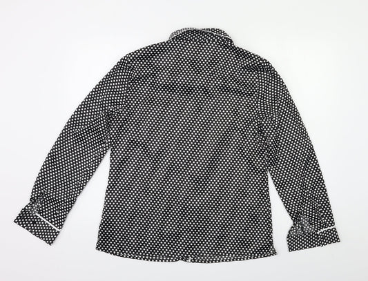 Very Womens Black Polka Dot Basic Button-Up Size 12