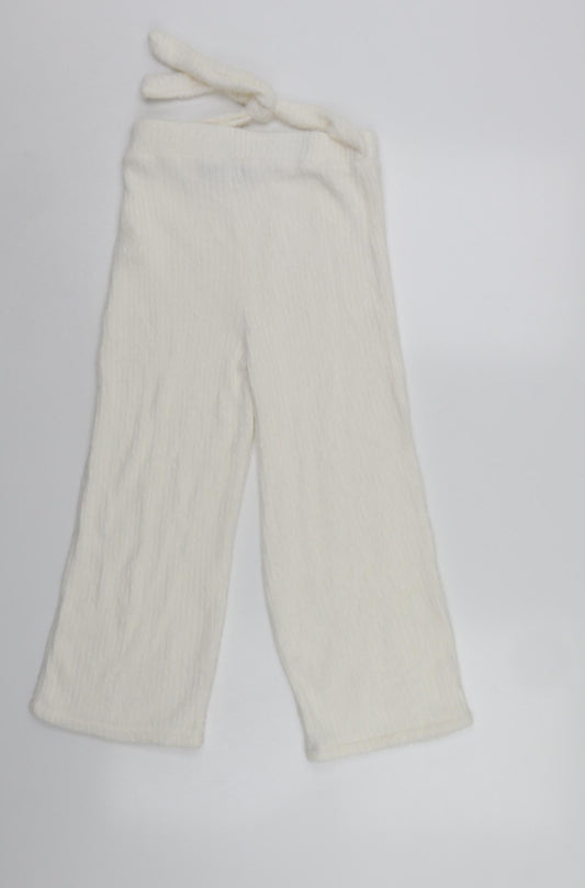 Spring Womens White Cropped Trousers Size 10 L20 in - Elastic Waist