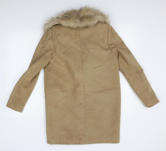Atmosphere Womens Beige Overcoat Coat Size 6 - fur collar