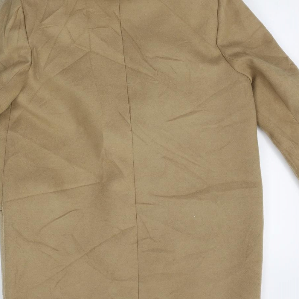 Brand and care label for Atmosphere women’s beige overcoat coat, size UK 6, - fur collar