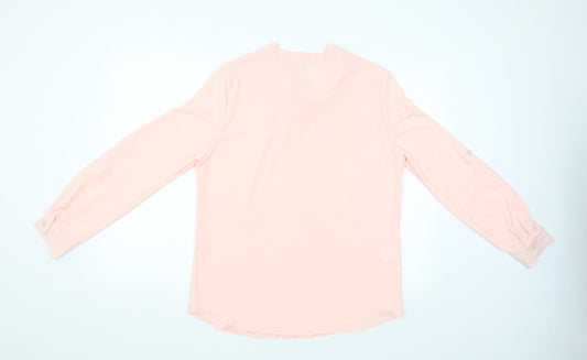 Abollria Womens Pink Basic Blouse Size L