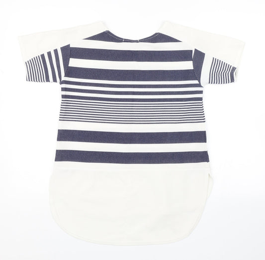 Quiz Womens White Striped Basic Blouse Size 10
