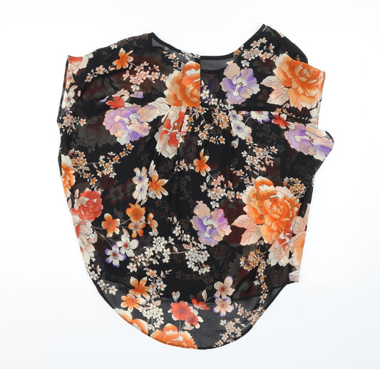 Wallis Womens Black Floral Basic Blouse Size S