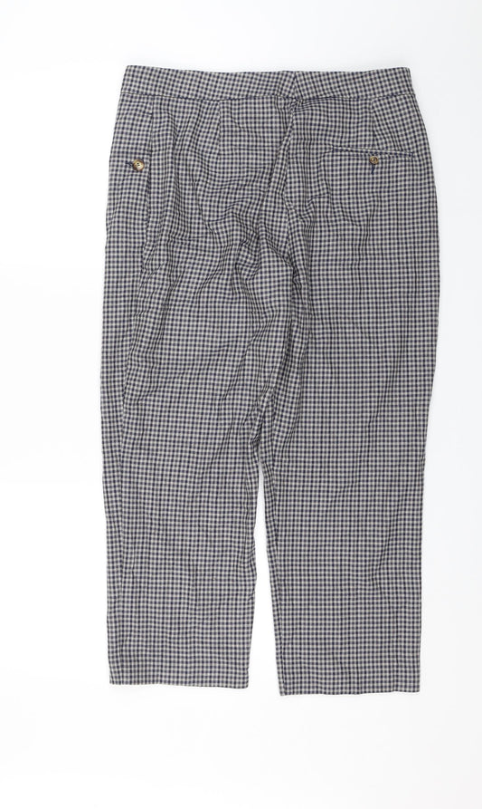M&S Womens Grey Plaid Trousers Size 14 L22 in