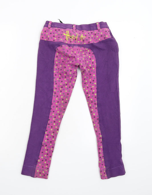 Hoof It Girls Purple Polka Dot Trousers Size 2 Years - Jodhpurs