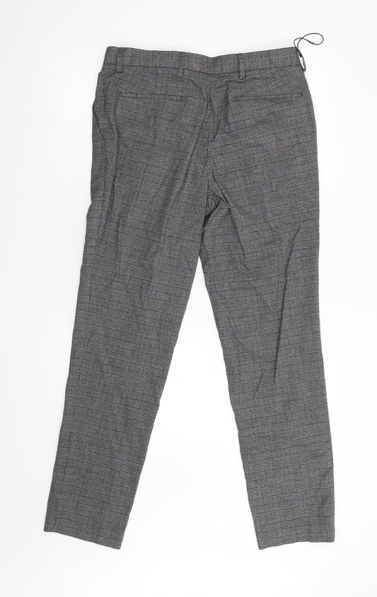 M&S Womens Grey Check Trousers Size 32 L30 in