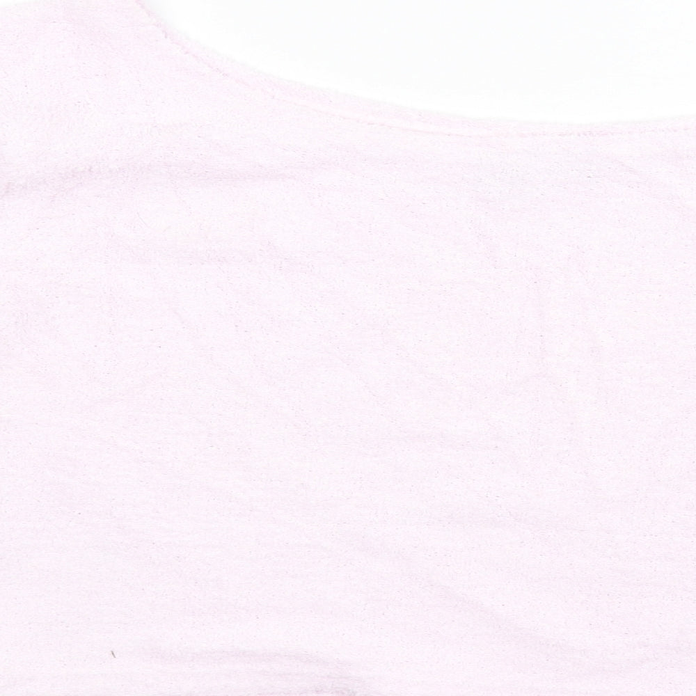 Brand and care label for ASOS women’s pink fleece jumper, size UK 10