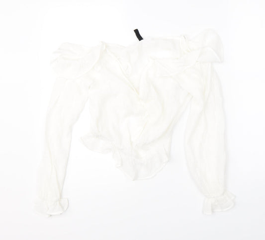 Divided Womens White Basic Blouse Size 10