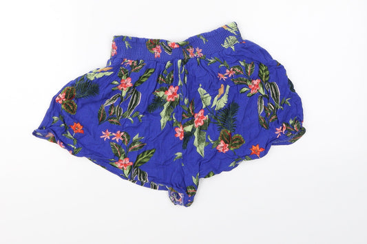 New Look Womens Blue Floral Culotte Shorts Size 8