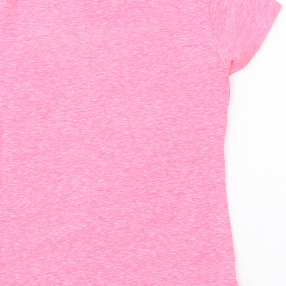 Brand and care label for Place girls’ pink basic t-shirt, size 4, years