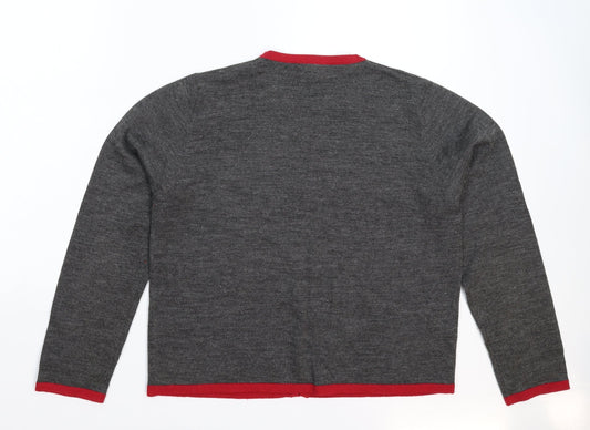 AMARANTO Womens Grey Knit Cardigan Jumper Size L