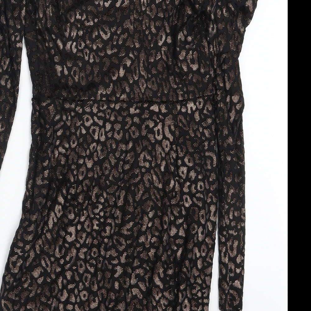 Dorothy Perkins Womens Black Animal Print Mini Size 8