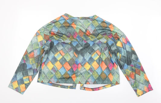 MissLook Womens Green Geometric Cardigan Jumper Size M