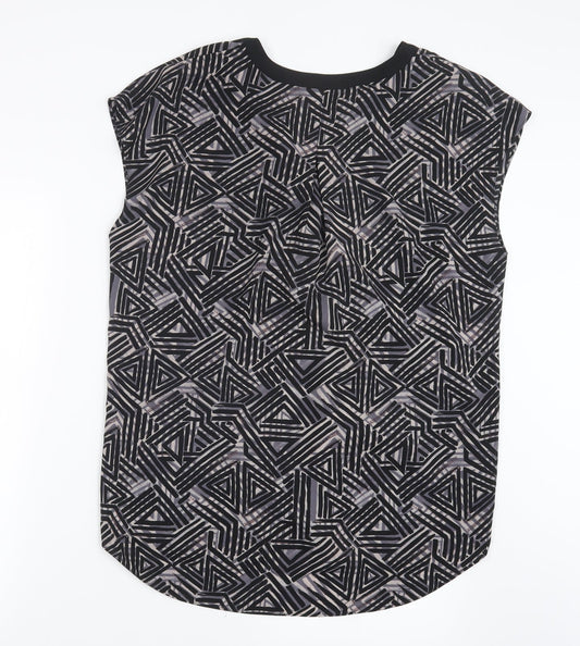 Paraphrase Womens Black Geometric Basic Blouse Size 14