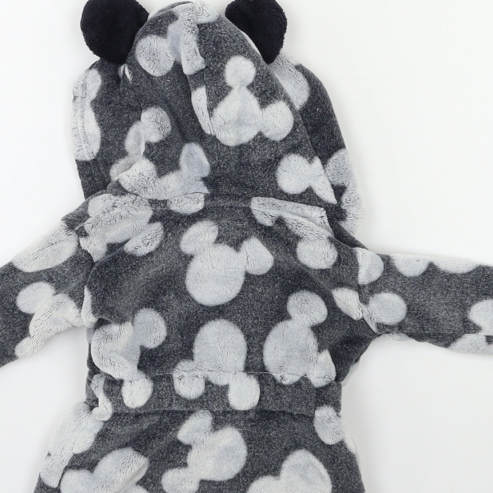 Brand and care label for Disney Baby Grey Polka Dot Fleece Kimono Gown, size 6-9, Months