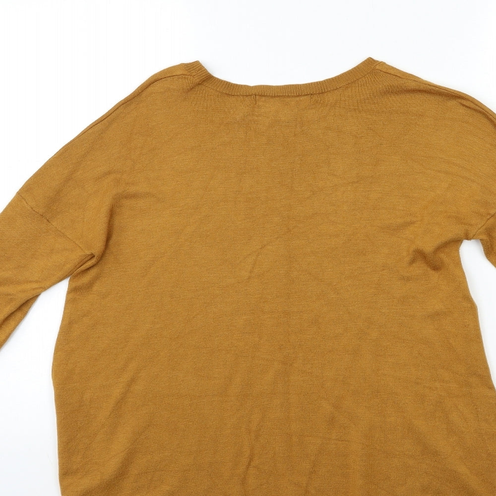 Brand and care label for Atmosphere women’s brown knit jumper, size UK 10